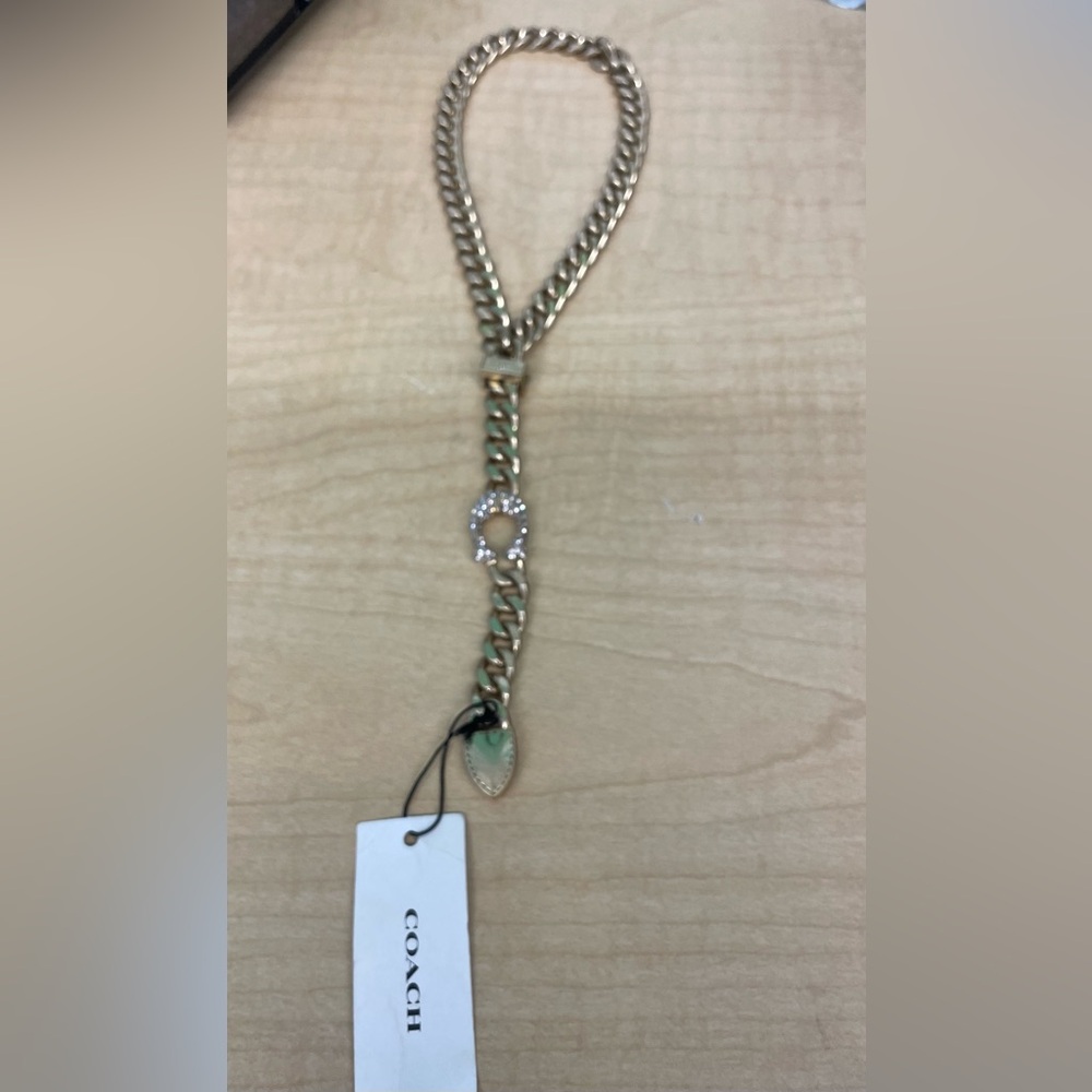 Coach pave reversible buckle necklace Gold. NWT